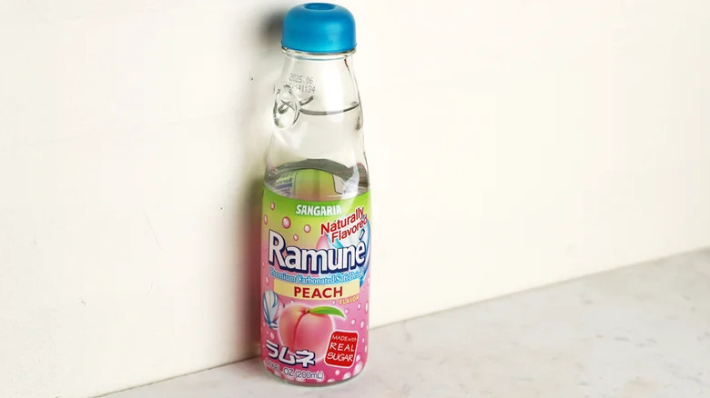 peach ramune on counter
