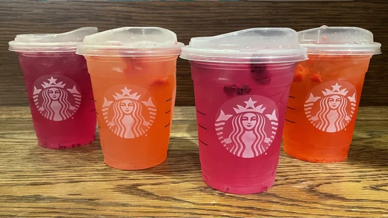 Starbucks refreshers in various flavors
