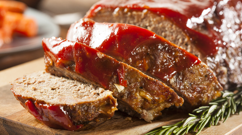 Close-up of sliced meatloaf