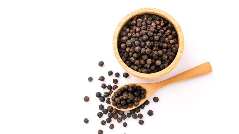 Black pepper in a bowl