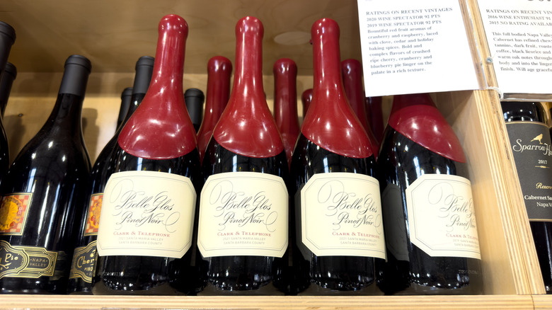 wax sealed Belle Glos wine bottles