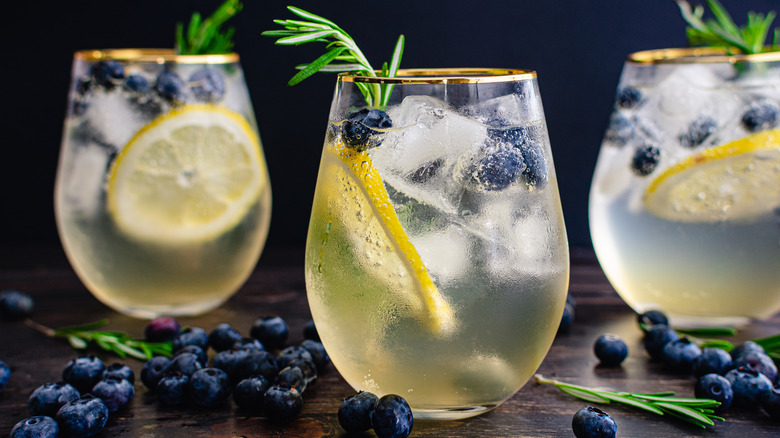 Cocktail with lemon and rosemary