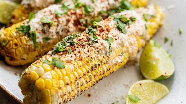 Mexican street corn with cilantro and lime