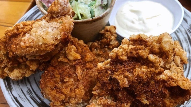 Plate of kaarage fried chicken