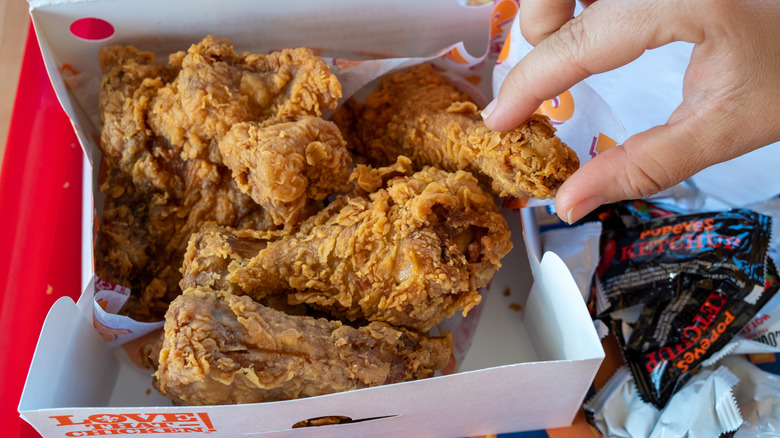 box of Popeyes fried chicken