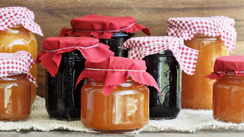 Several jars of homemade preserves