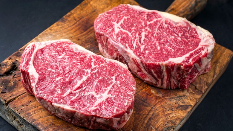 thick-cut steaks on board