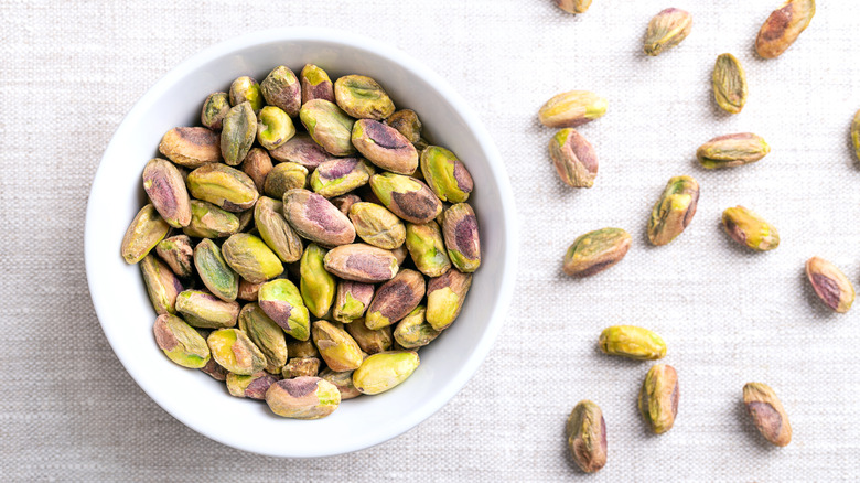Shelled pistachios in a bowl