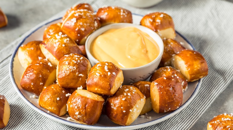 pub cheese with pretzel bites