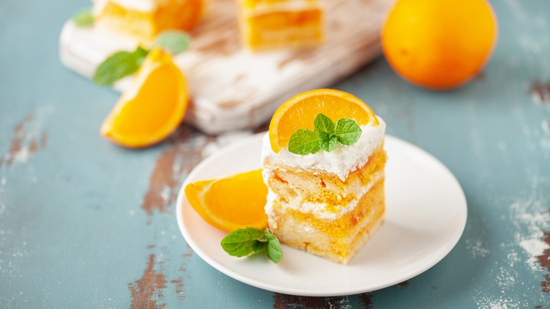 Slice of orange creamsicle cake 