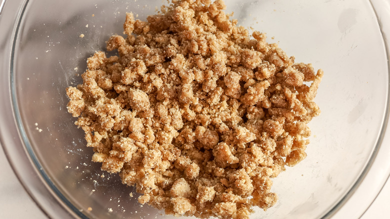 Streusel mixture in a bowl