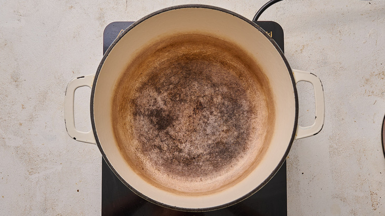 heating a pot on the stove