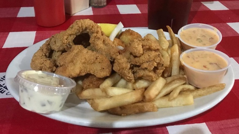 Taylor Grocery plate of fried catfish with fries and dip