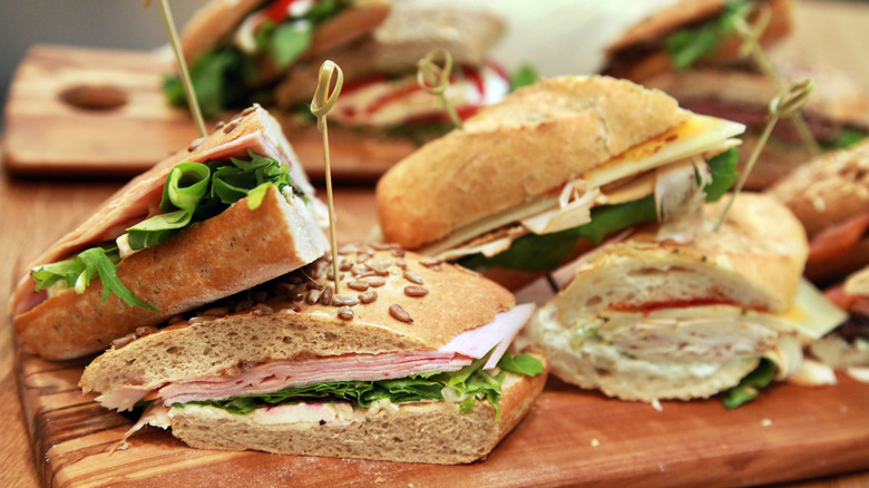 assortment of various sandwiches