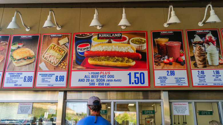 People waiting in line at the Costco food court