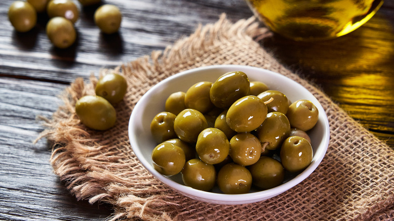 bowl of green olives