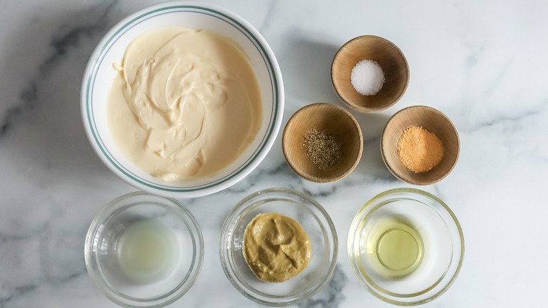 truffle aioli ingredients on a table