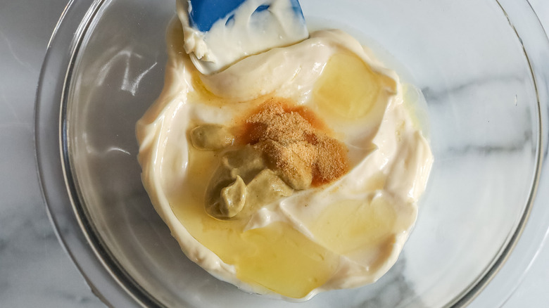truffle aioli ingredients in a bowl