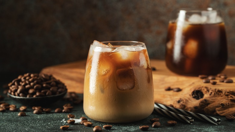 Iced coffee in cups