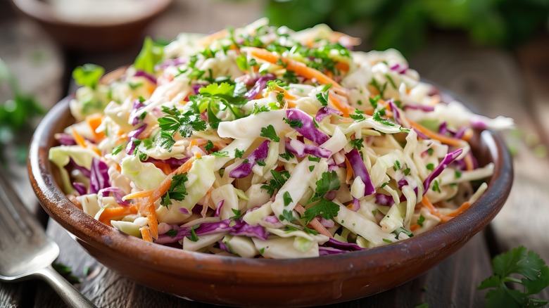 bowl of fresh coleslaw