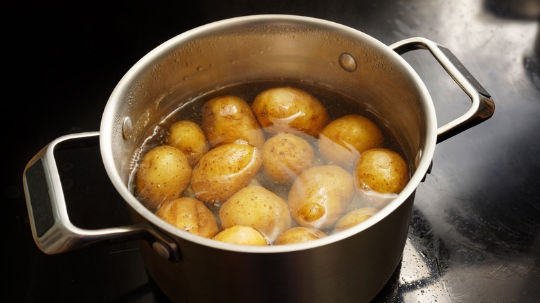 pot of water with potatoes