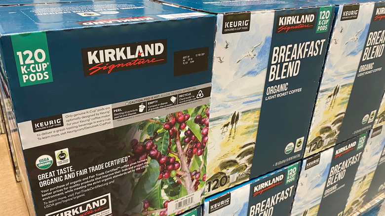 Boxes of Kirkland Signature Breakfast Blend K-Cups at Costco
