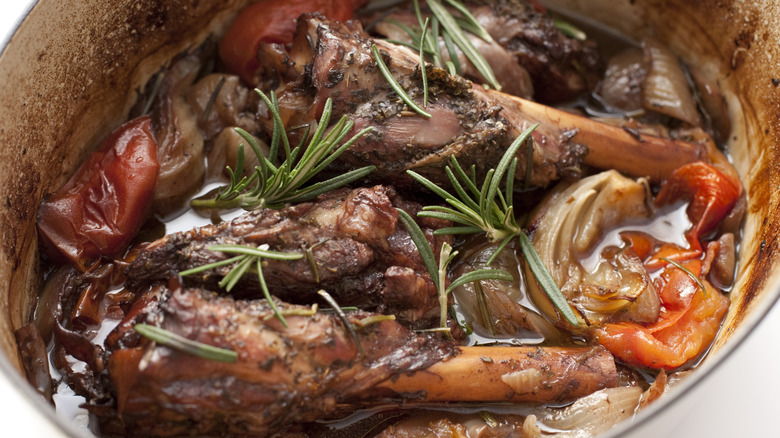 lamb in braising liquid