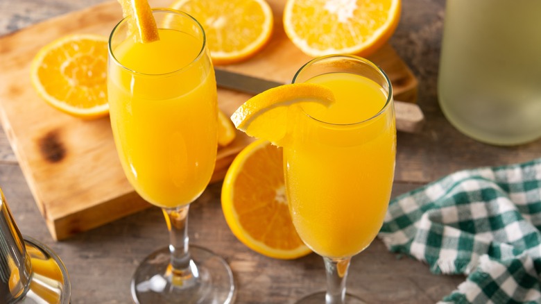 mimosas and fresh orange