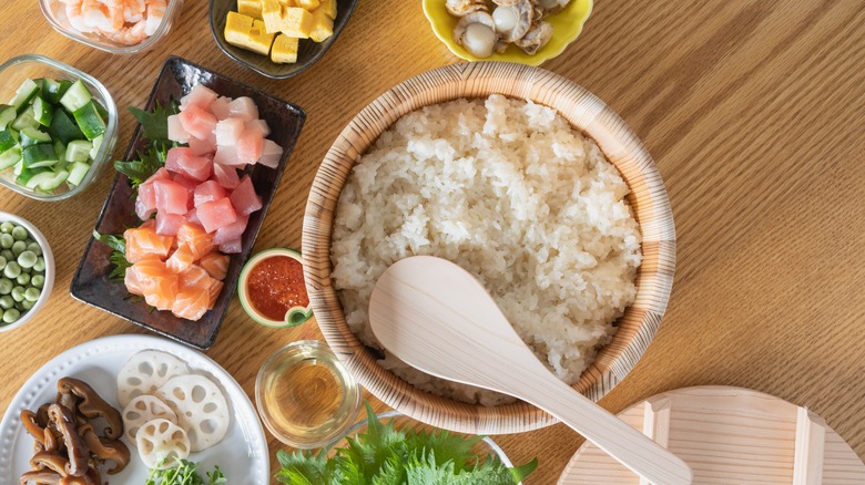 sushi rice and other ingredients