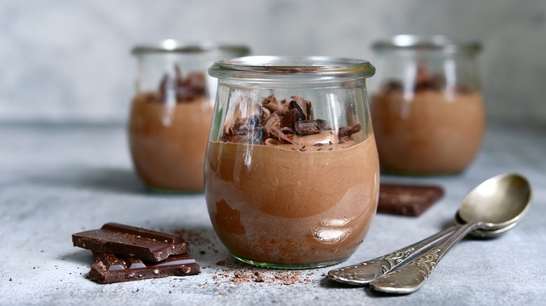 close up of chocolate puddings