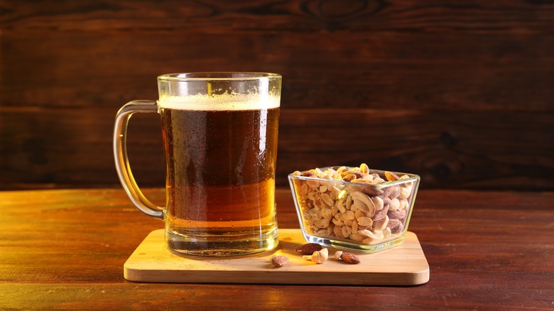 Mug of beer and nuts