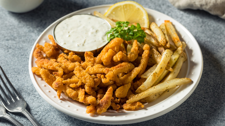 deep fried clams on plate