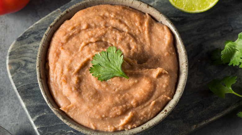 bowl of refried beans