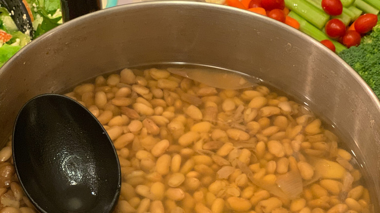 cooked beans in pot