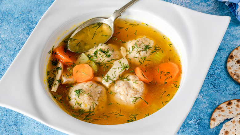 Bowl of matzo ball soup