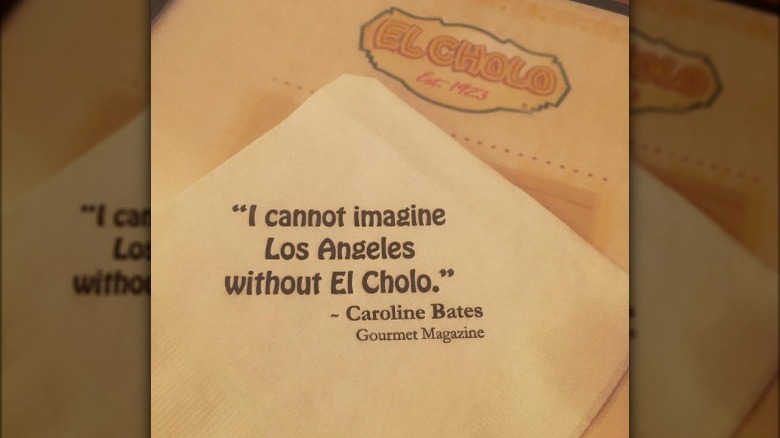 A napkin at LA's El Cholo 