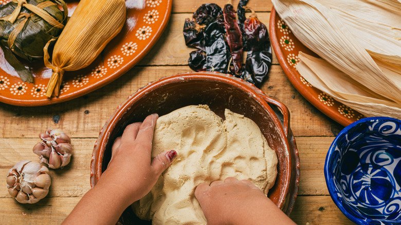 Tamale ingredients on table