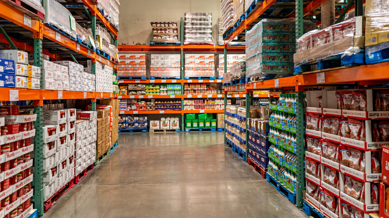 Costco shelves with an assortment of products