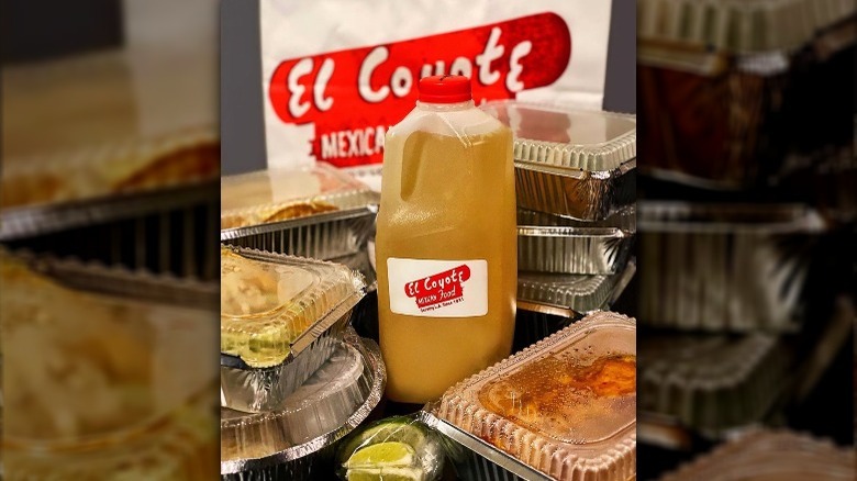 Various El Coyote takeout containers