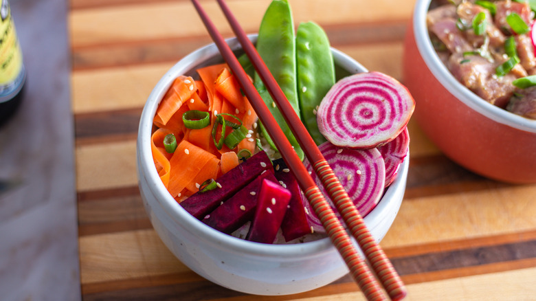 Poke bowl made with beets