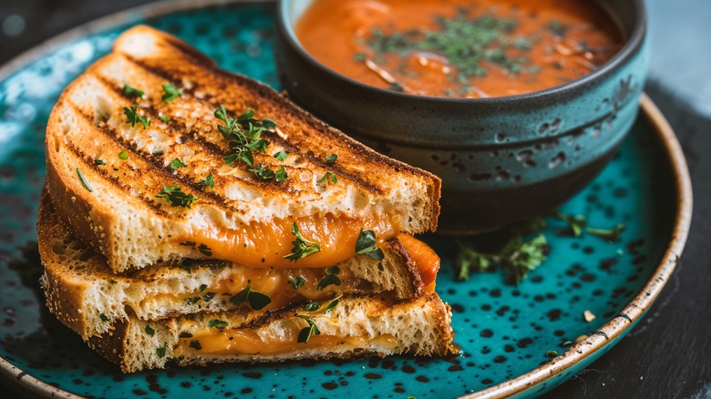 grilled cheese sandwich halves