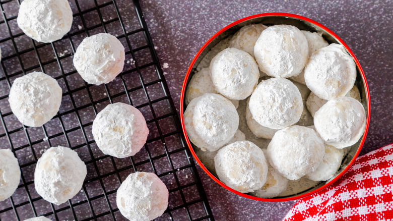 cookies in tin lined with parchment