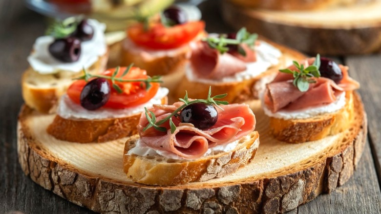 Crostini on a serving board