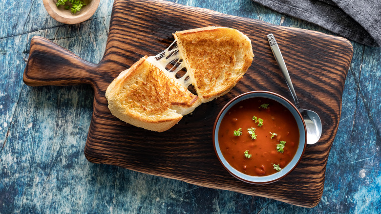 Grilled cheese sandwich and soup