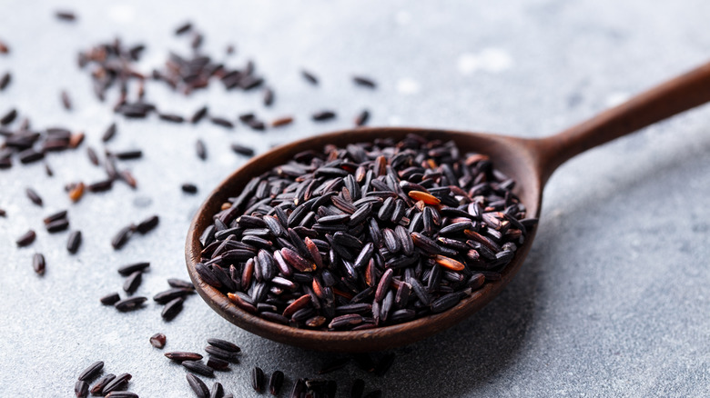 Cooked wild rice in a bowl 