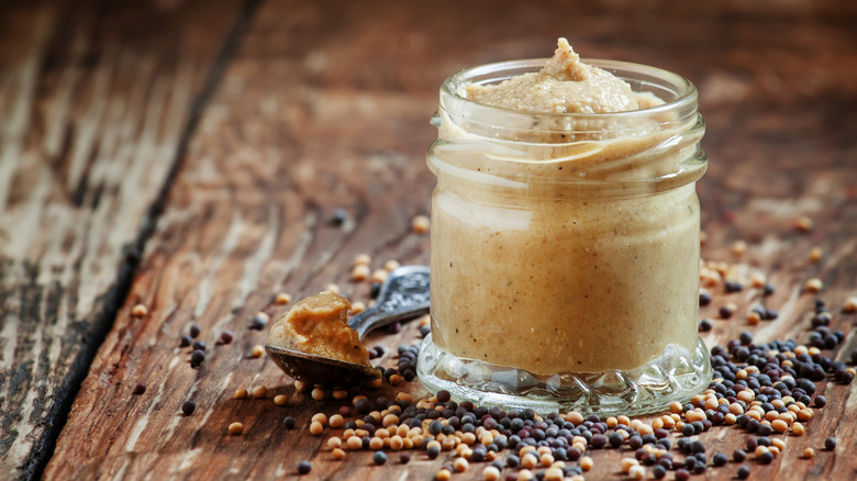 Mustard in jar plus seeds