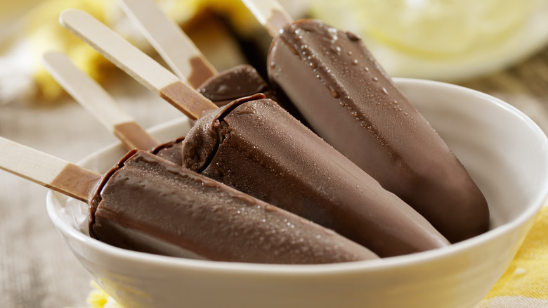 chocolate ice pops in bowl