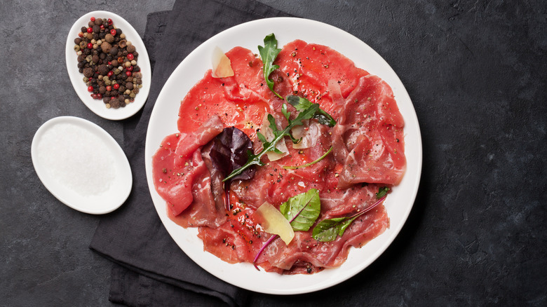 beef carpaccio on a plate