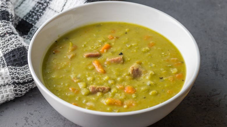 Bowl of split pea soup