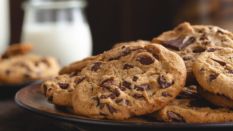 Chocolate chip cookies and milk